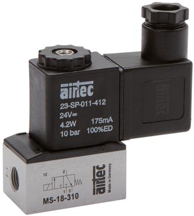 Exemplary representation: 3/2-way solenoid valve with spring return (NC or NO)