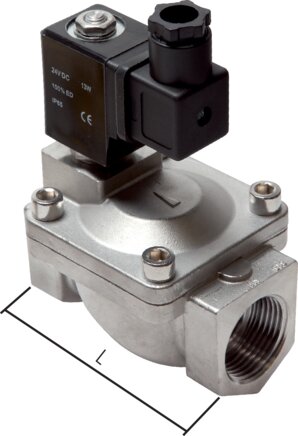 Exemplary representation: 2/2-directional stainless steel solenoid valve (G 3/8" - G 2")